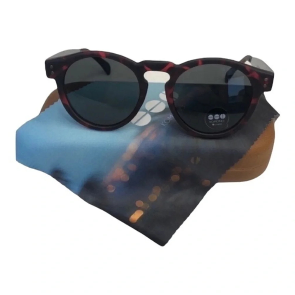 KOMONO Sunglasses Clement Metal Tortoise Silver Red Black Round NEW